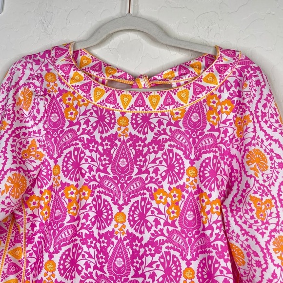 Gretchen Scott Floral Print‎ Dress Pink Artsy Coastal Resortwear Preppy Small - Picture 3 of 12